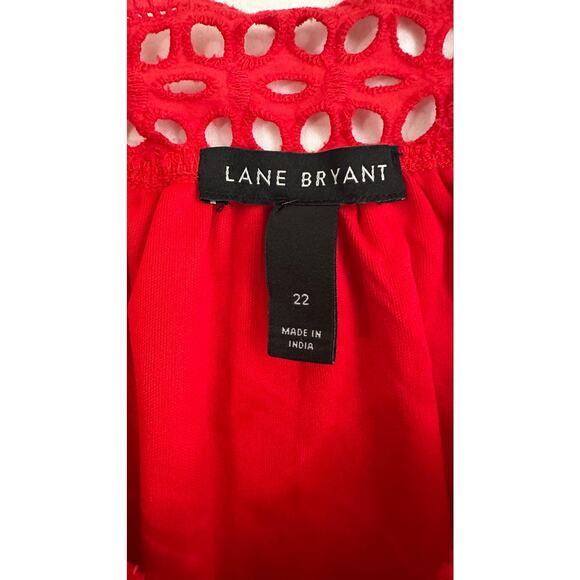 Lane Bryant 22 Red Three Quarter Sleeve Cutout Square Neck Line Knit Blouse - Picture 2 of 7